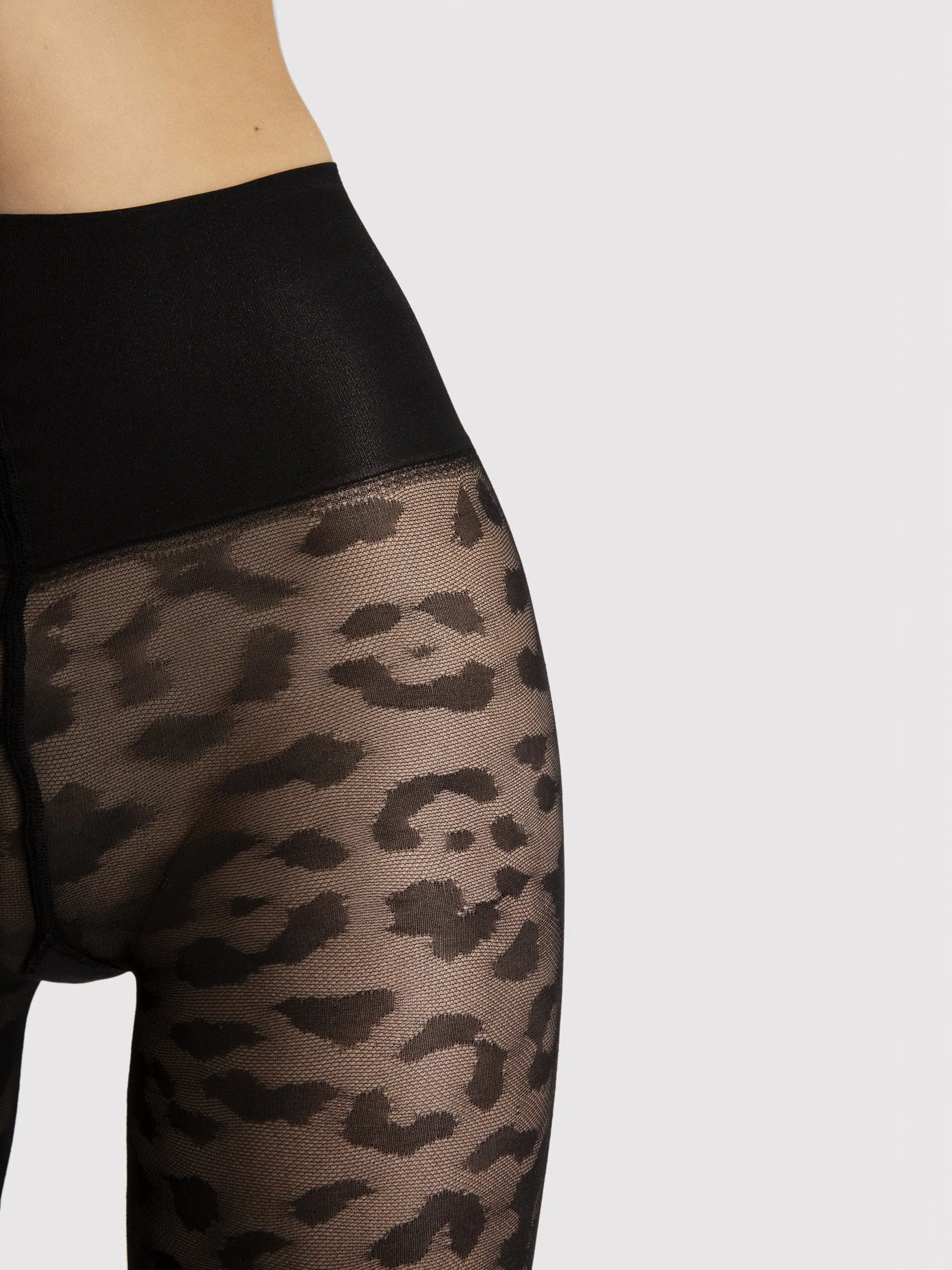 FiORE Echo 30 Denier Leopard Patterned Control Top Tights