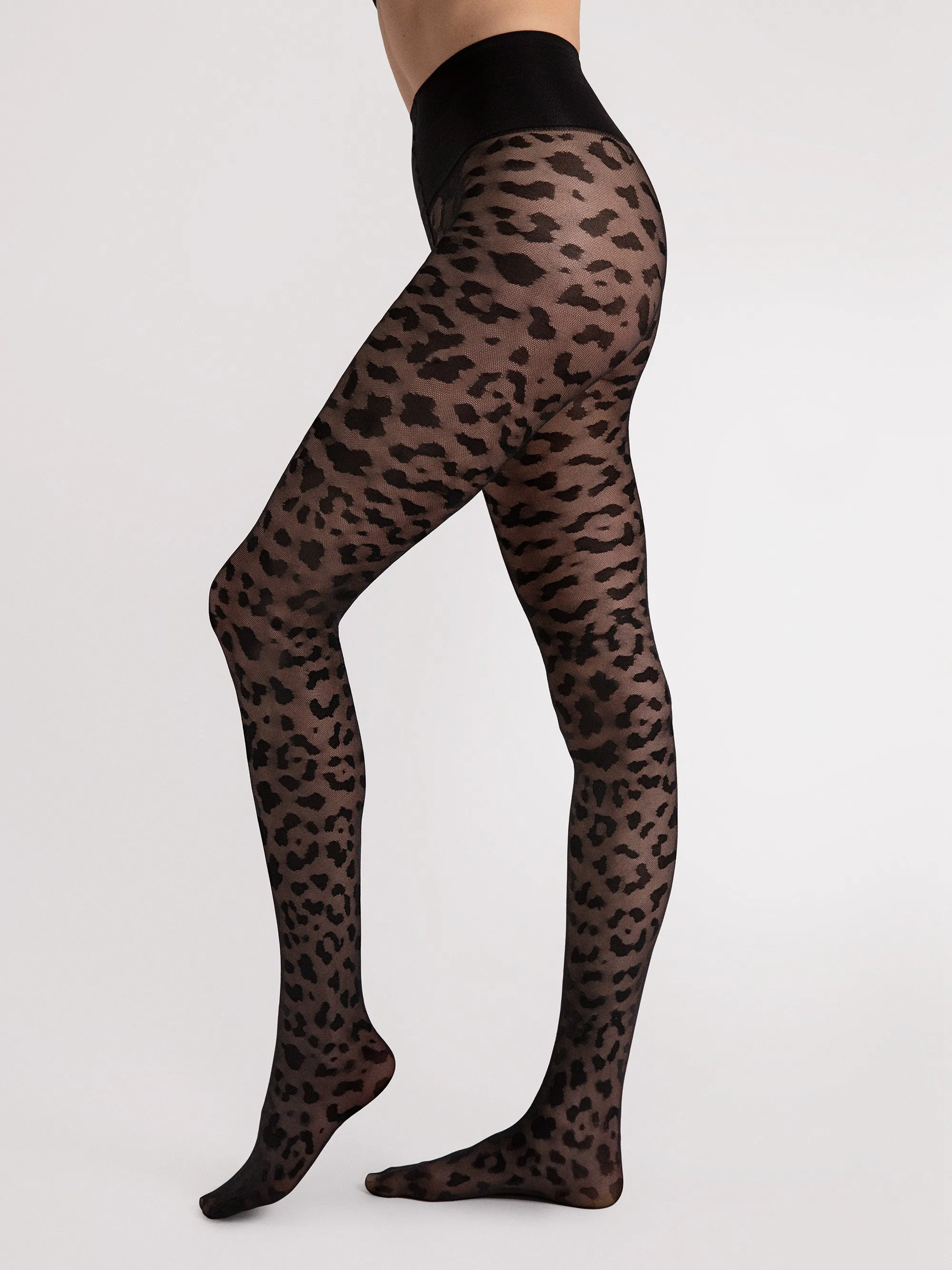 FiORE Echo 30 Denier Leopard Patterned Control Top Tights