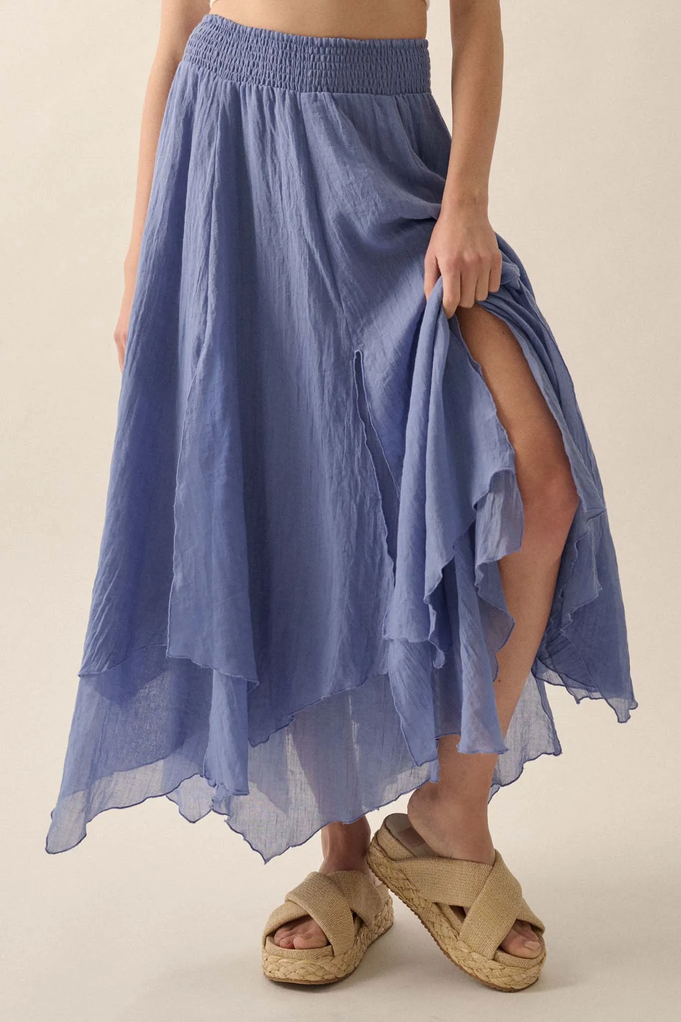 Free as Air Layered Gauze Handkerchief Maxi Skirt