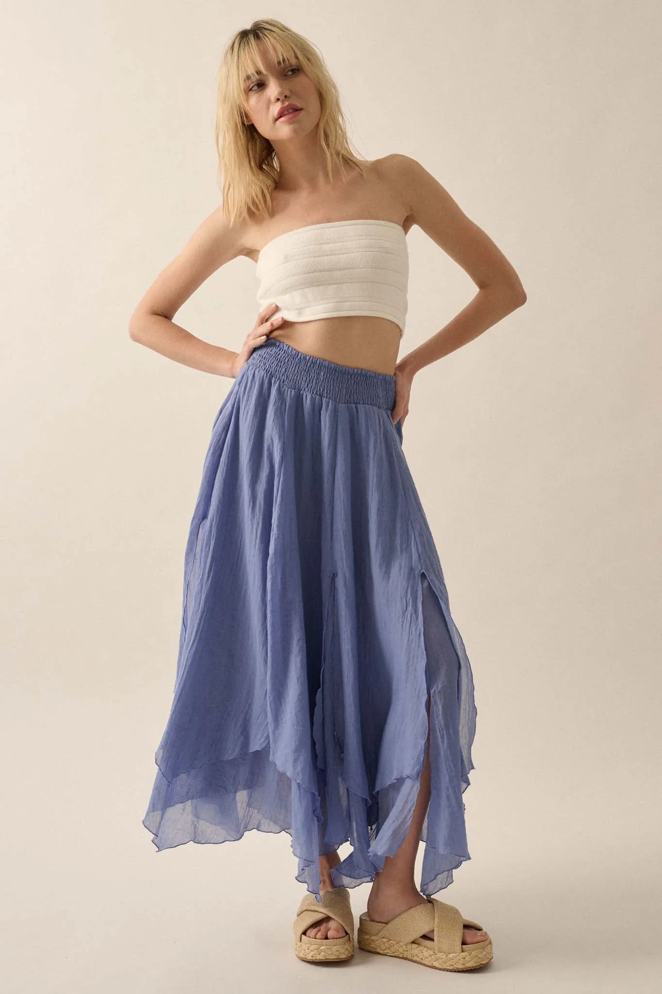 Free as Air Layered Gauze Handkerchief Maxi Skirt