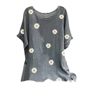 Funki Buys | Shirts | Women's Plus Fashion Daisy Print Blouse