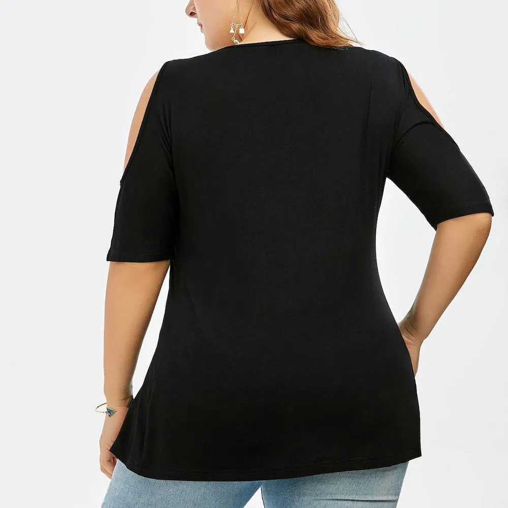 Funki Buys | Shirts | Women's Plus Lace Trim Open Sleeve Top