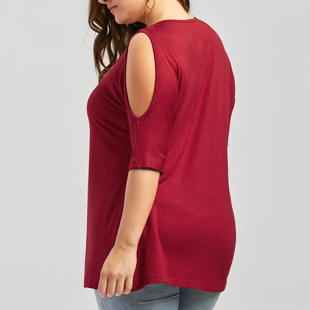 Funki Buys | Shirts | Women's Plus Lace Trim Open Sleeve Top