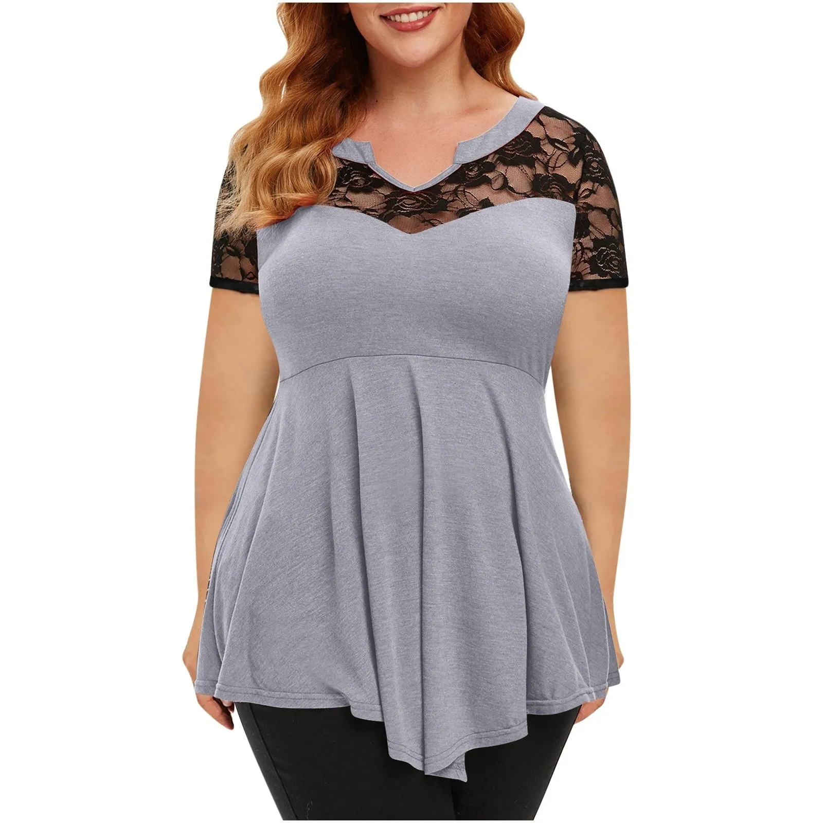 Funki Buys | Shirts | Women's Plus Size Short Sleeved Blouse