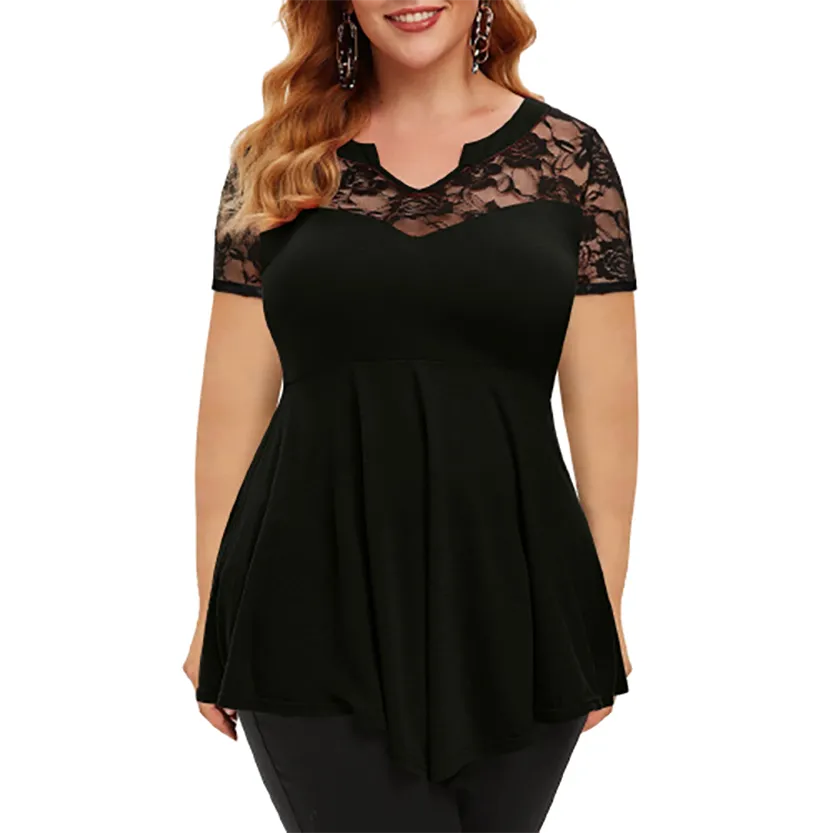 Funki Buys | Shirts | Women's Plus Size Short Sleeved Blouse