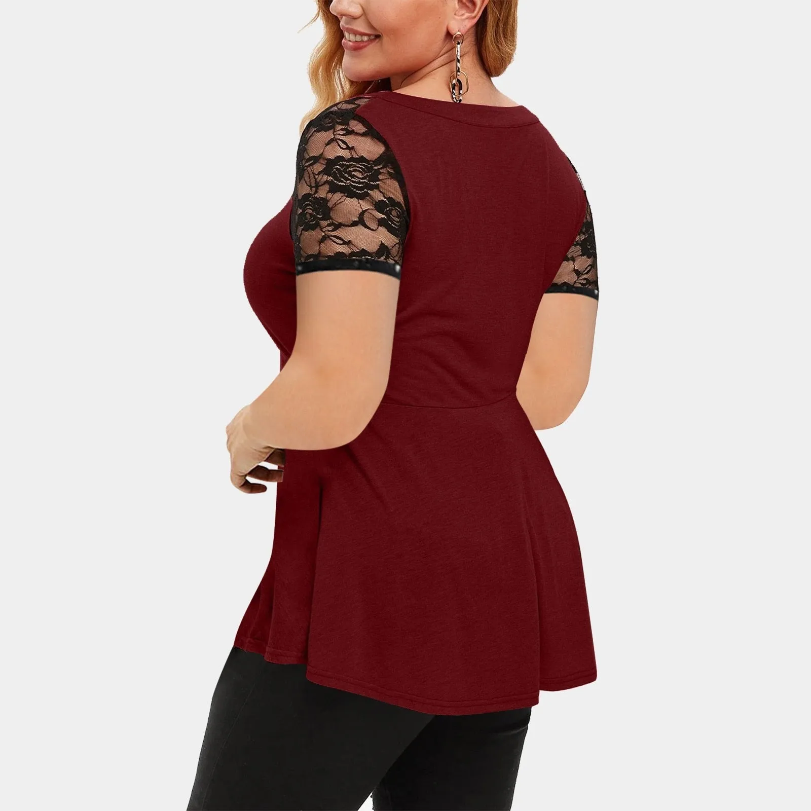 Funki Buys | Shirts | Women's Plus Size Short Sleeved Blouse