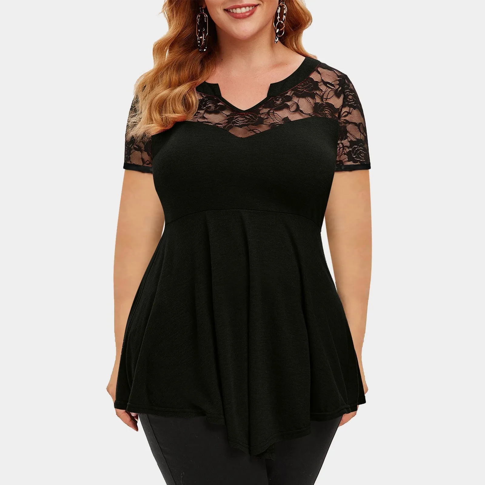 Funki Buys | Shirts | Women's Plus Size Short Sleeved Blouse