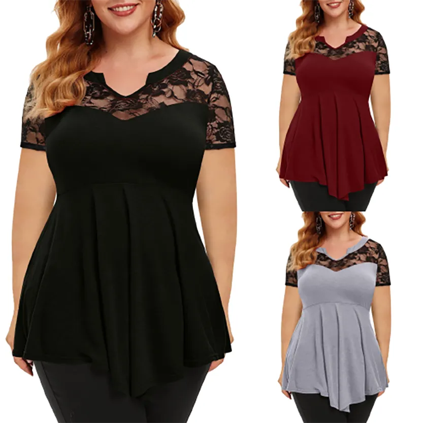 Funki Buys | Shirts | Women's Plus Size Short Sleeved Blouse