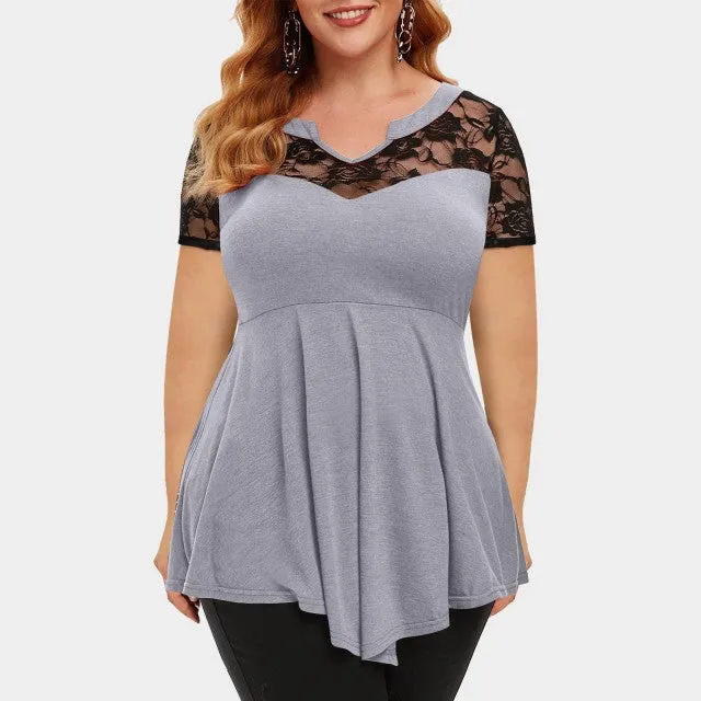 Funki Buys | Shirts | Women's Plus Size Short Sleeved Blouse