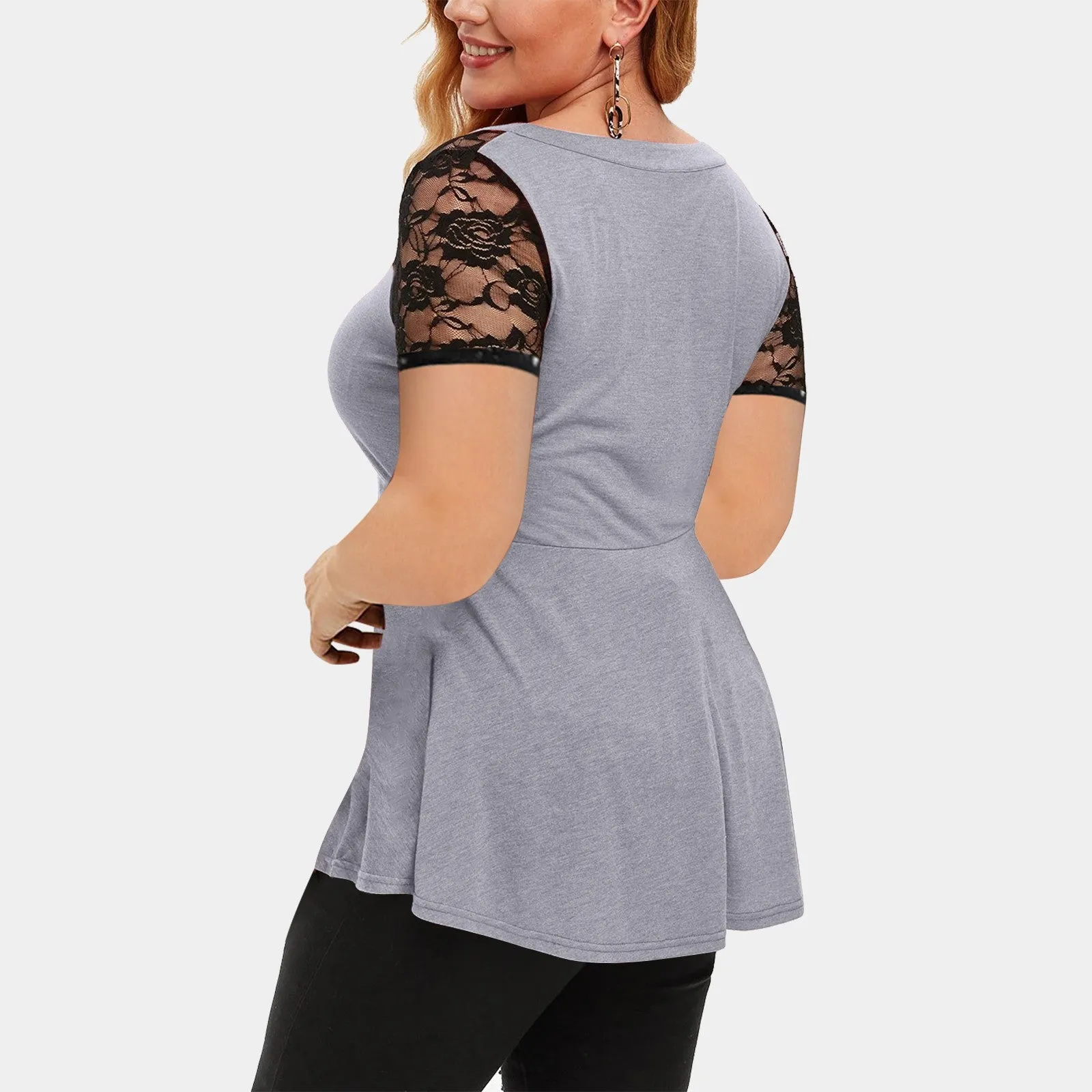 Funki Buys | Shirts | Women's Plus Size Short Sleeved Blouse