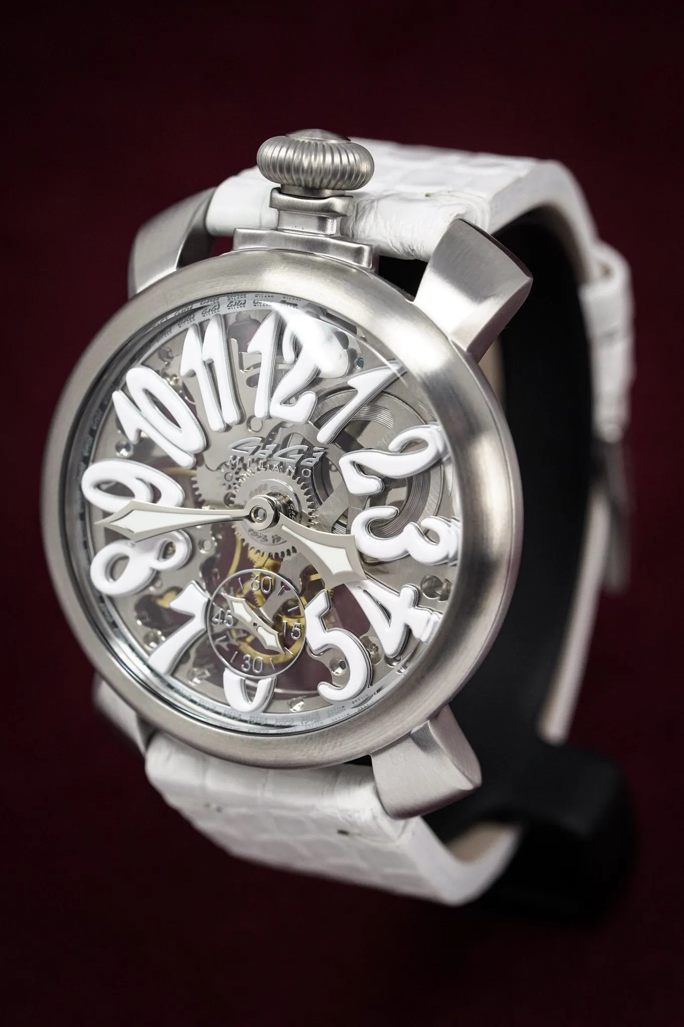 GaGà Milano Watch Skeleton 48MM Satin White