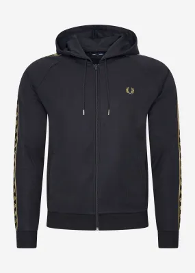 Gold tape hooded track jacket - navy