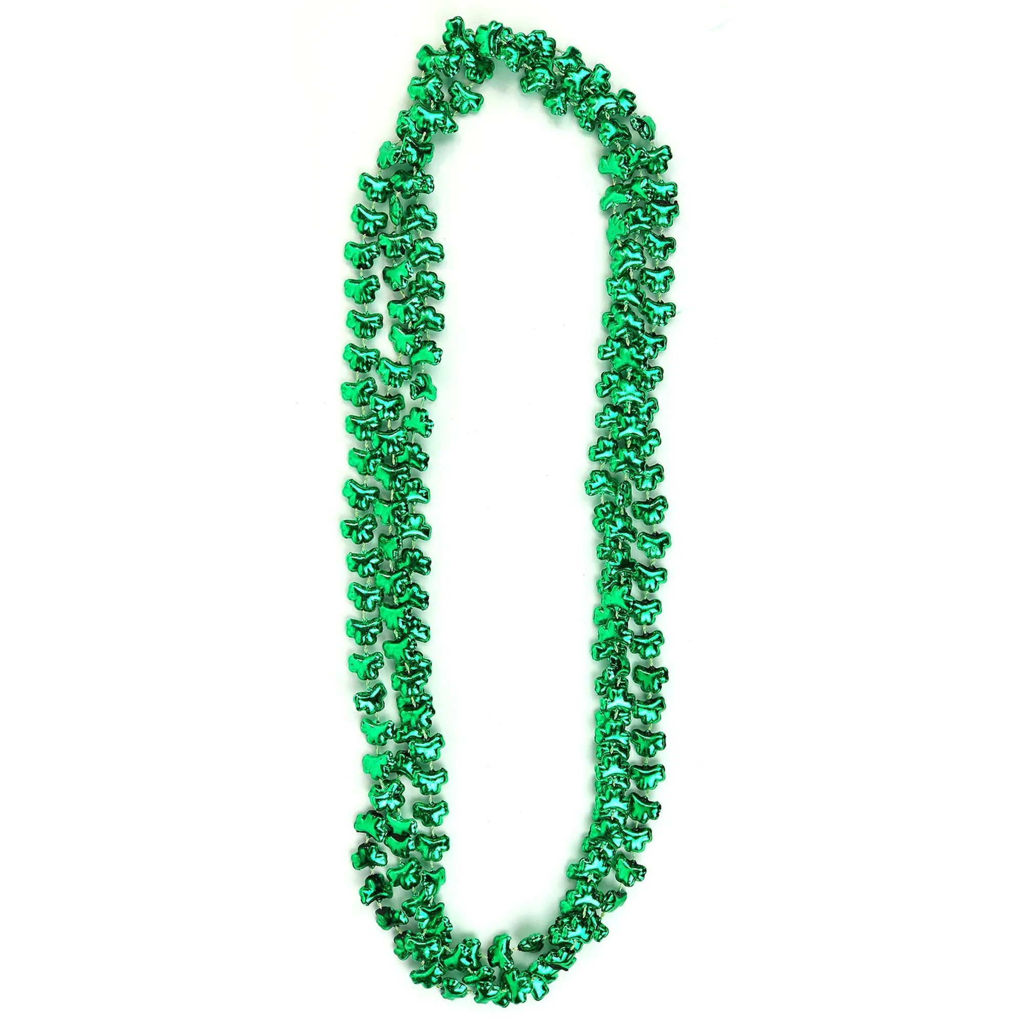 Green Shamrock Beads Necklaces - St Patricks Day Irish Clover Bead Necklace Party Favors Pack - 1 Dozen