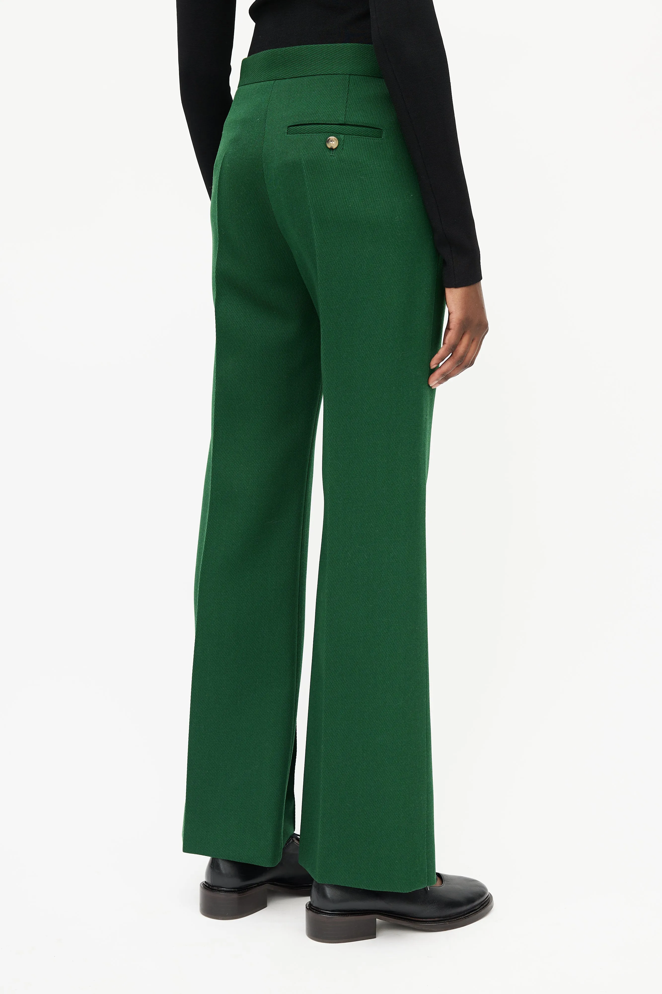 Green Wool Pleated Trouser