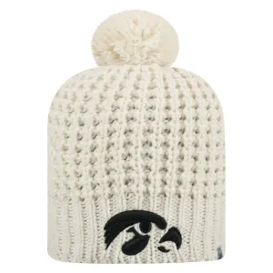 Iowa Hawkeyes TOW Women's Ivory "Slouch" Style Soft Knit Poofball Beanie