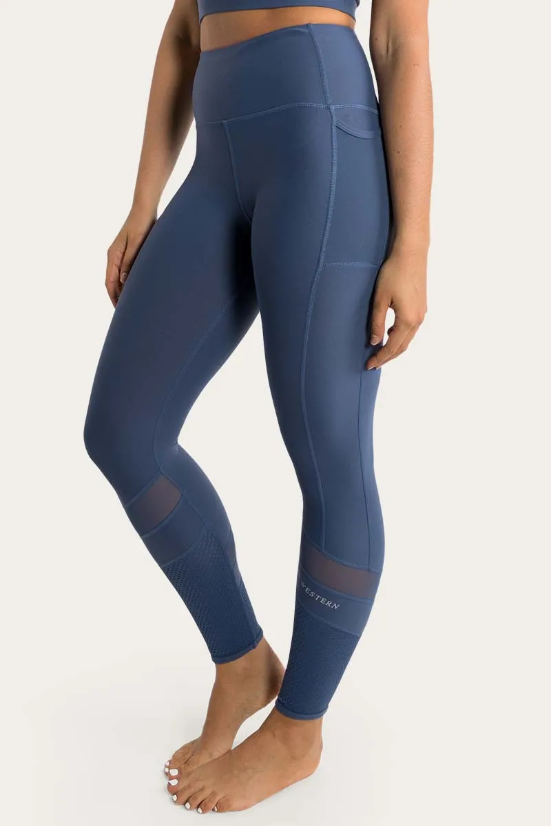 Jenna Womens High Rise Ankle Grazer Tight - Blue Indigo