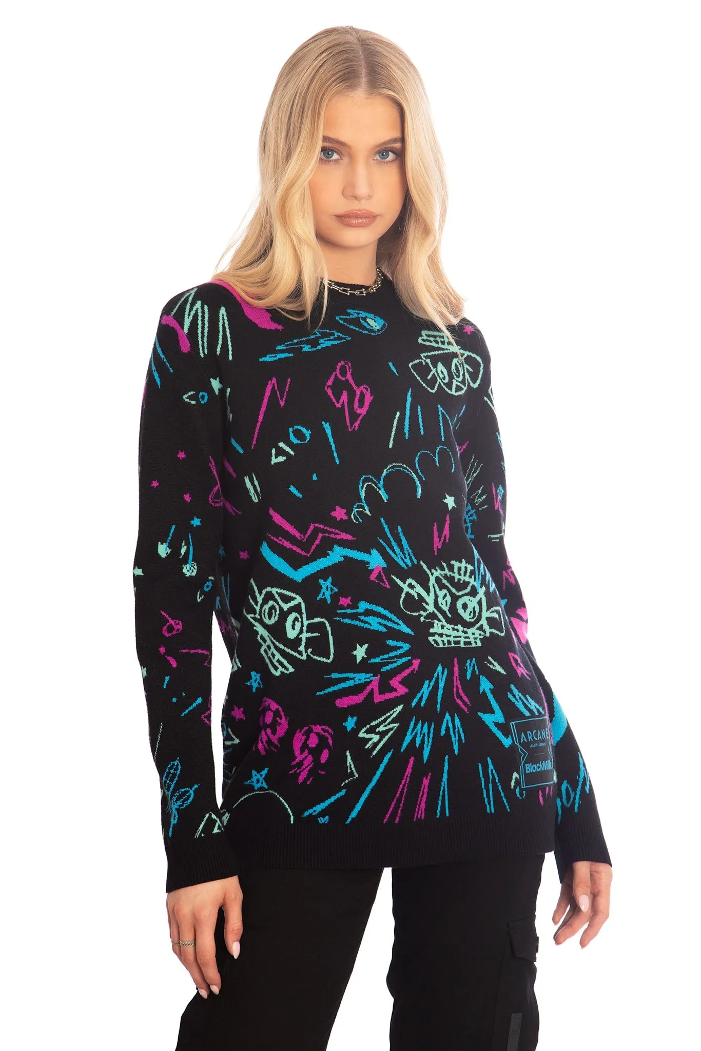 Jinx Graffiti Oversized Knit Sweater