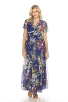 Johnny Was Biya Mazzy Ruched Maxi Dress B32424 Boho Chic