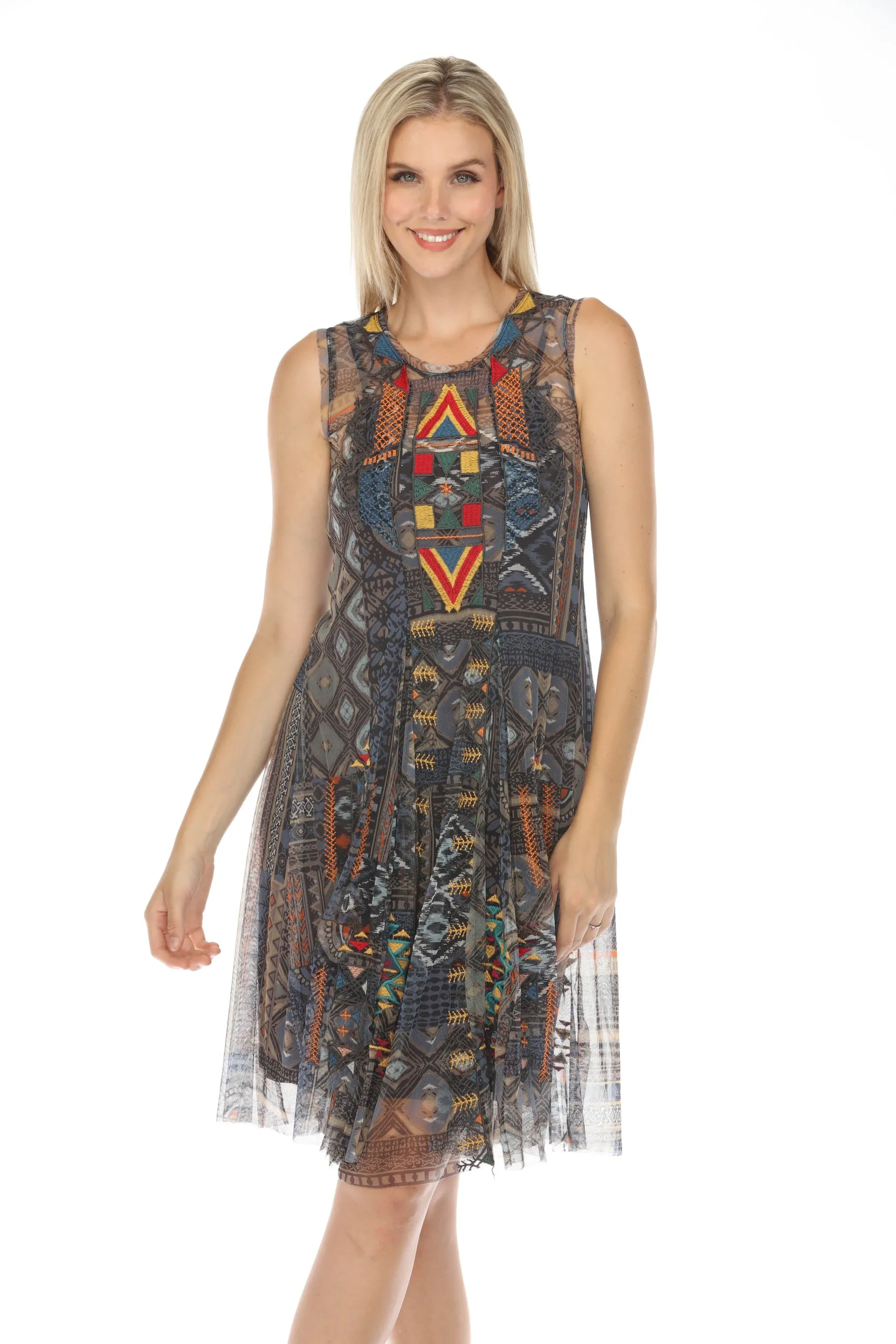 Johnny Was Biya Meline Mesh Dress Boho Chic B37323