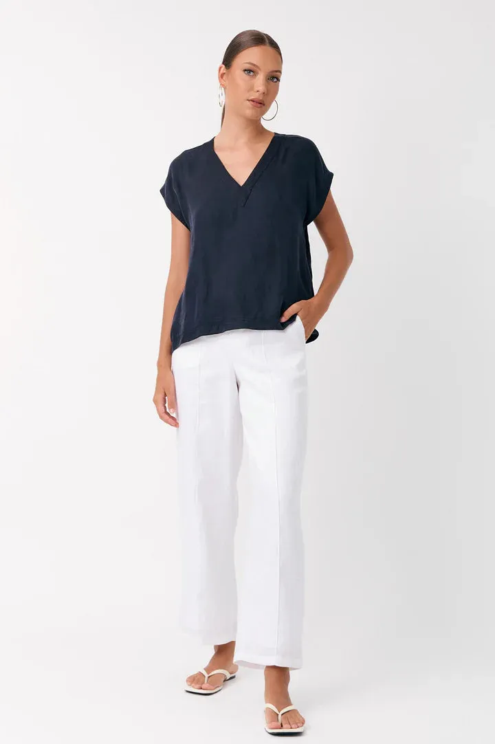 Karina Cupro V Neck Top Navy/Pack