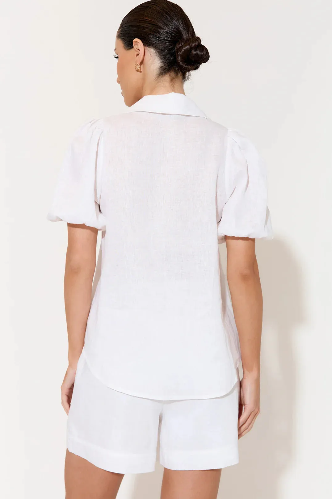 Kate Linen Short Sleeve Shirt White