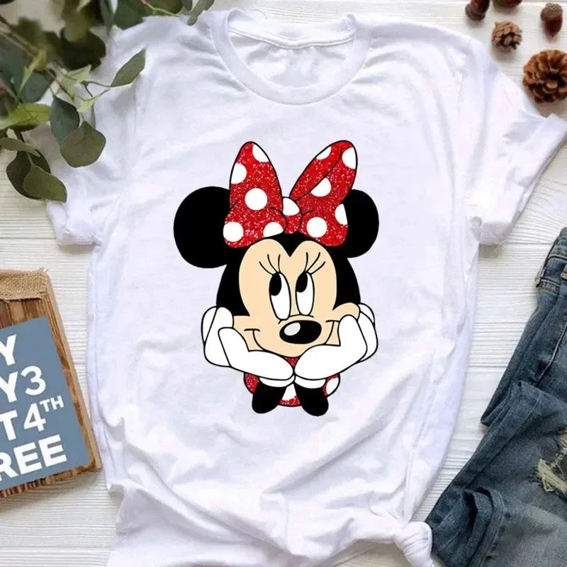 Kawaii Minnie Mouse Summer Boy Girl Top Children Clothing Disney Cotton Tshirt Short Sleeve Casual Kid T-shirts Fashion Baby Tee