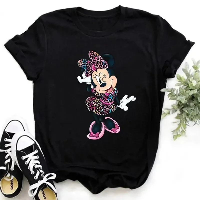 Kawaii Minnie Mouse Summer Boy Girl Top Children Clothing Disney Cotton Tshirt Short Sleeve Casual Kid T-shirts Fashion Baby Tee