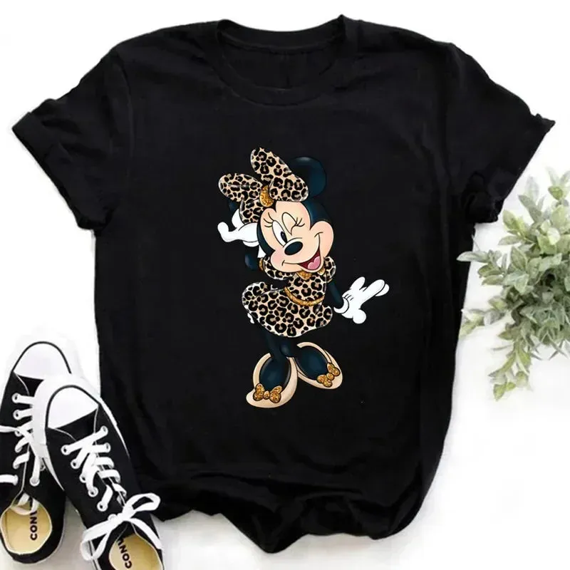 Kawaii Minnie Mouse Summer Boy Girl Top Children Clothing Disney Cotton Tshirt Short Sleeve Casual Kid T-shirts Fashion Baby Tee