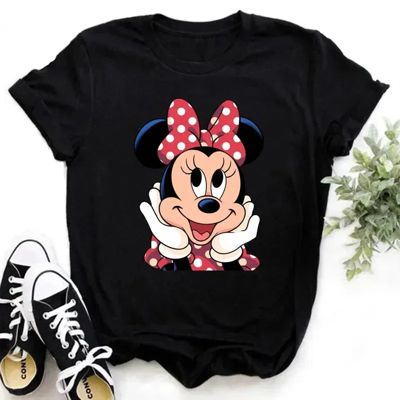 Kawaii Minnie Mouse Summer Boy Girl Top Children Clothing Disney Cotton Tshirt Short Sleeve Casual Kid T-shirts Fashion Baby Tee