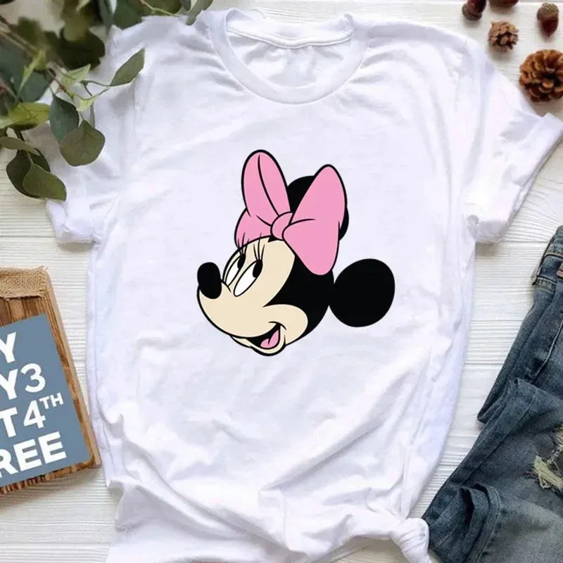 Kawaii Minnie Mouse Summer Boy Girl Top Children Clothing Disney Cotton Tshirt Short Sleeve Casual Kid T-shirts Fashion Baby Tee