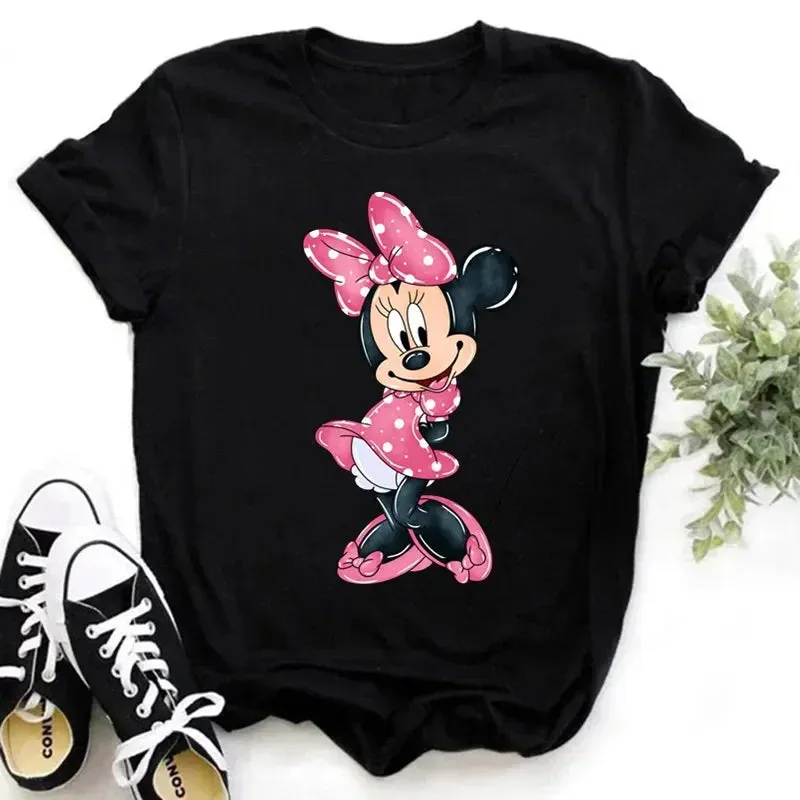 Kawaii Minnie Mouse Summer Boy Girl Top Children Clothing Disney Cotton Tshirt Short Sleeve Casual Kid T-shirts Fashion Baby Tee