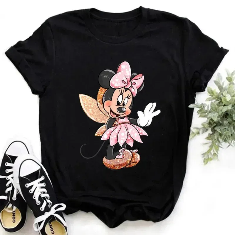 Kawaii Minnie Mouse Summer Boy Girl Top Children Clothing Disney Cotton Tshirt Short Sleeve Casual Kid T-shirts Fashion Baby Tee