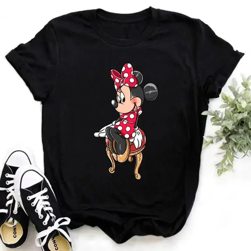 Kawaii Minnie Mouse Summer Boy Girl Top Children Clothing Disney Cotton Tshirt Short Sleeve Casual Kid T-shirts Fashion Baby Tee