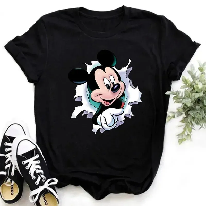 Kawaii Minnie Mouse Summer Boy Girl Top Children Clothing Disney Cotton Tshirt Short Sleeve Casual Kid T-shirts Fashion Baby Tee