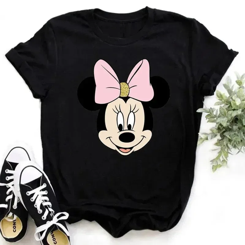 Kawaii Minnie Mouse Summer Boy Girl Top Children Clothing Disney Cotton Tshirt Short Sleeve Casual Kid T-shirts Fashion Baby Tee