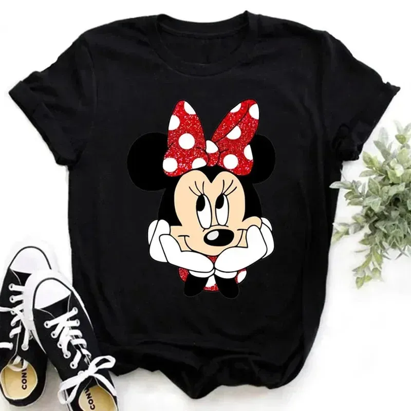 Kawaii Minnie Mouse Summer Boy Girl Top Children Clothing Disney Cotton Tshirt Short Sleeve Casual Kid T-shirts Fashion Baby Tee