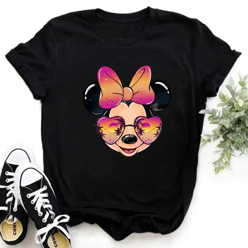 Kawaii Minnie Mouse Summer Boy Girl Top Children Clothing Disney Cotton Tshirt Short Sleeve Casual Kid T-shirts Fashion Baby Tee