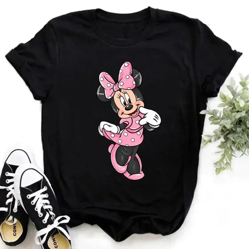 Kawaii Minnie Mouse Summer Boy Girl Top Children Clothing Disney Cotton Tshirt Short Sleeve Casual Kid T-shirts Fashion Baby Tee