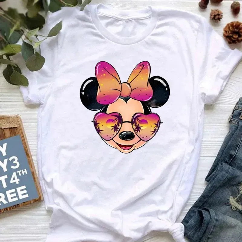 Kawaii Minnie Mouse Summer Boy Girl Top Children Clothing Disney Cotton Tshirt Short Sleeve Casual Kid T-shirts Fashion Baby Tee