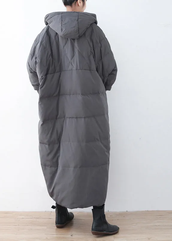 Limited Stock-Gray Warm Down Coat Plus Size Parka thick Hooded Maxi Cardigan