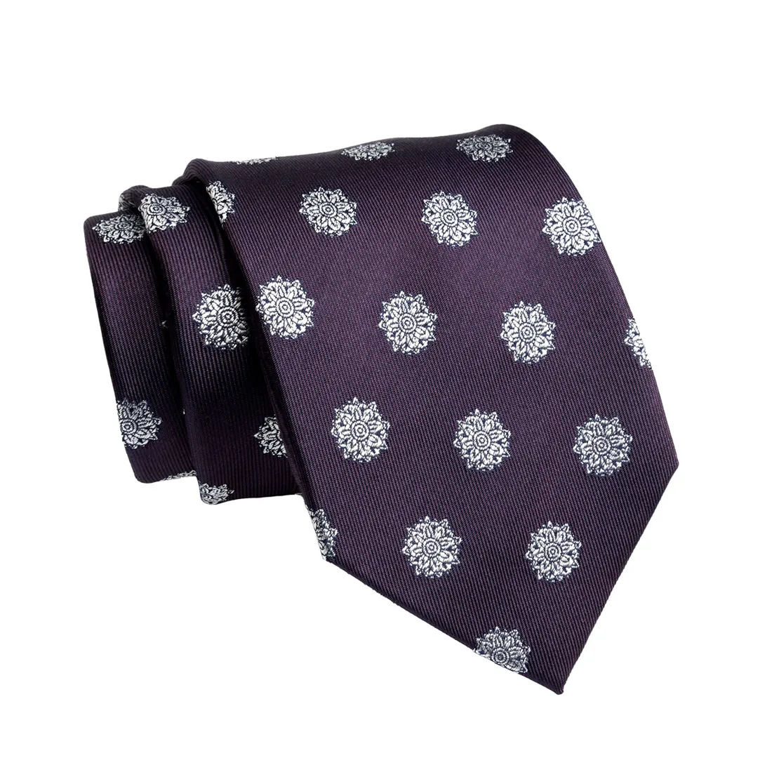 Little Falls Medallion Foulard Silk Tie, Purple / Silver