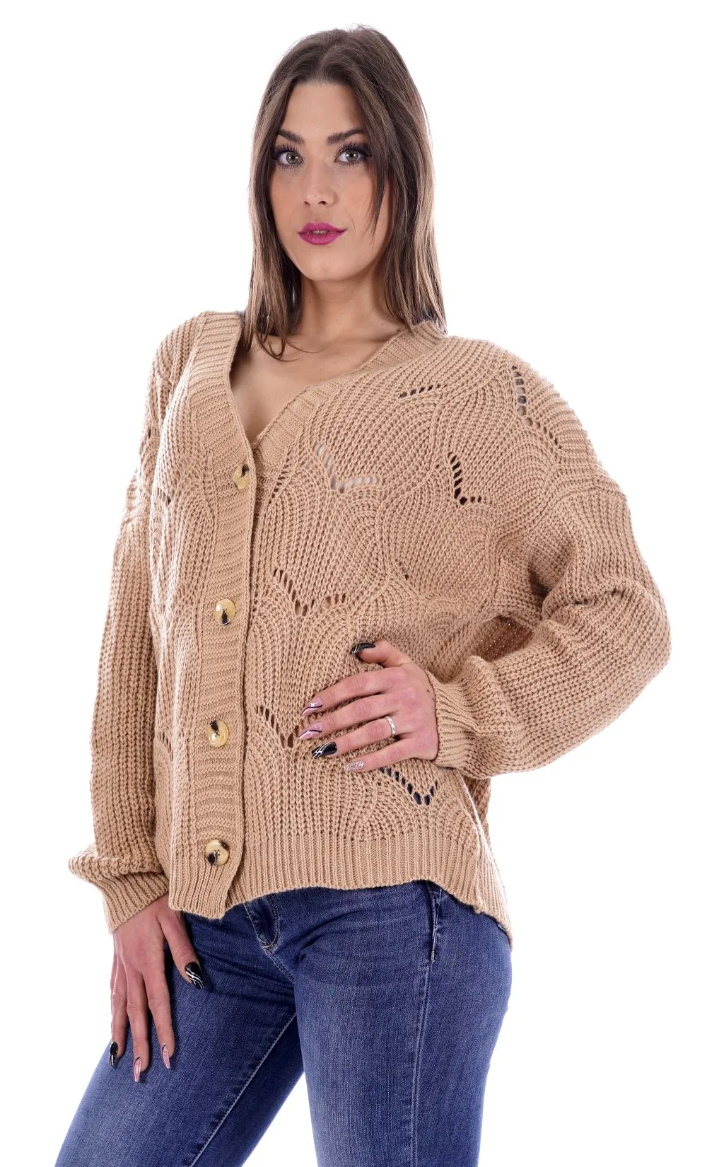 Lizalù Taglie Curvy Cardigan Beige