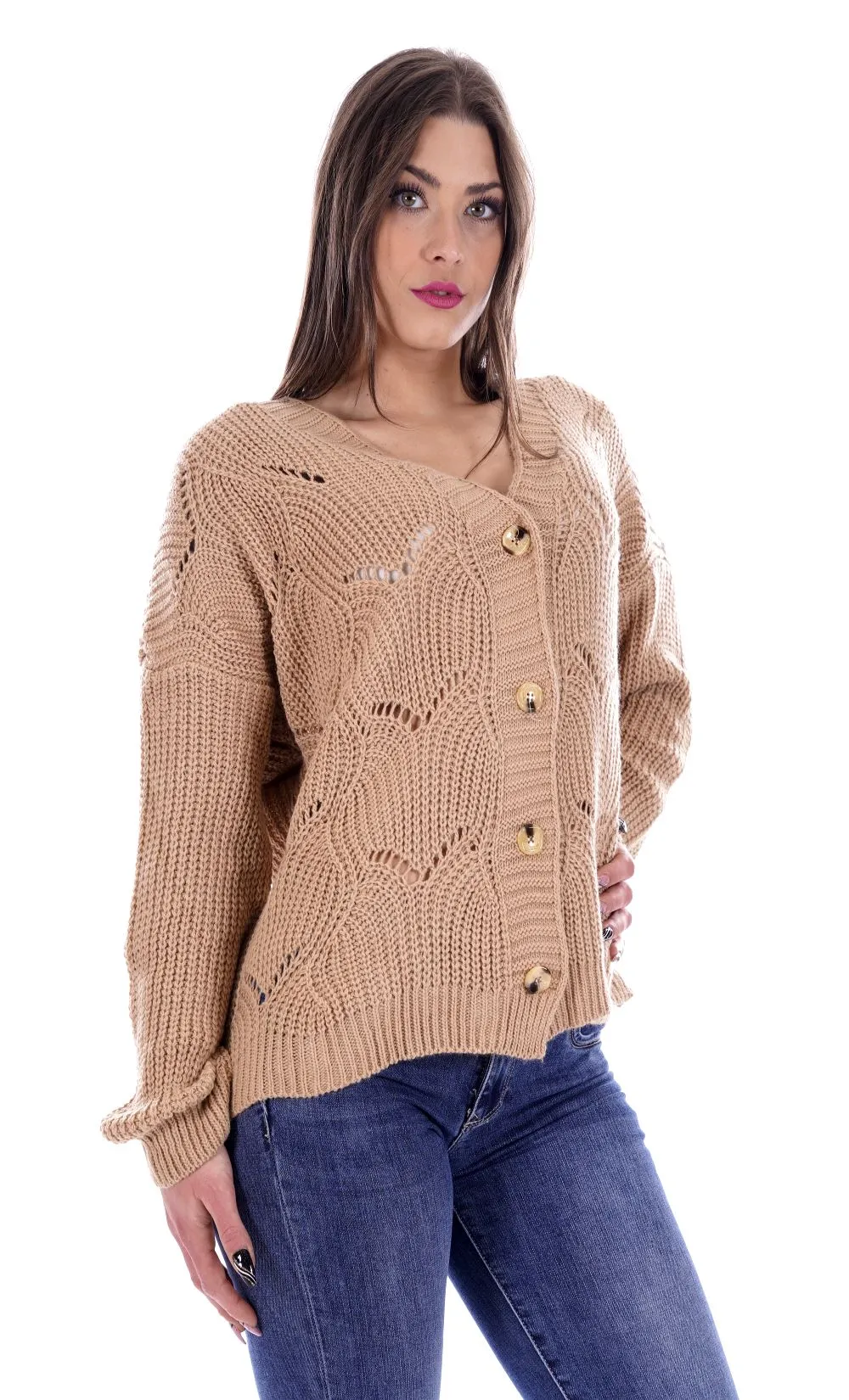 Lizalù Taglie Curvy Cardigan Beige