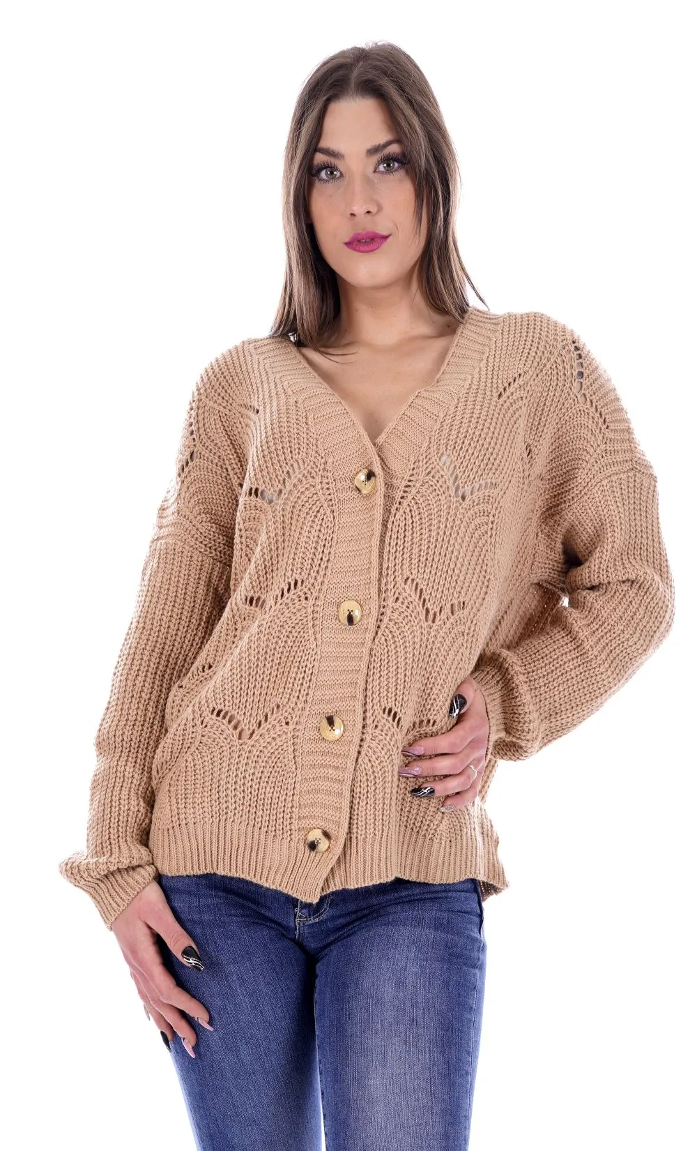 Lizalù Taglie Curvy Cardigan Beige