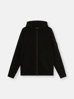 Loose Fit Cardigan with Hood and Zip - BLACK