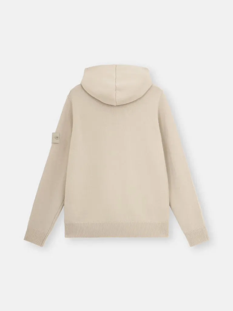 Loose Fit Cardigan with Hood and Zip GHOST - Beige