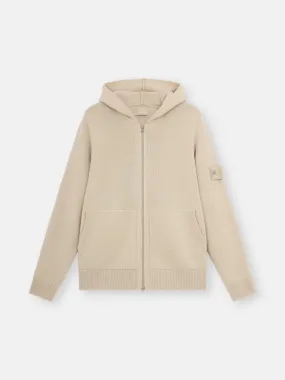 Loose Fit Cardigan with Hood and Zip GHOST - Beige