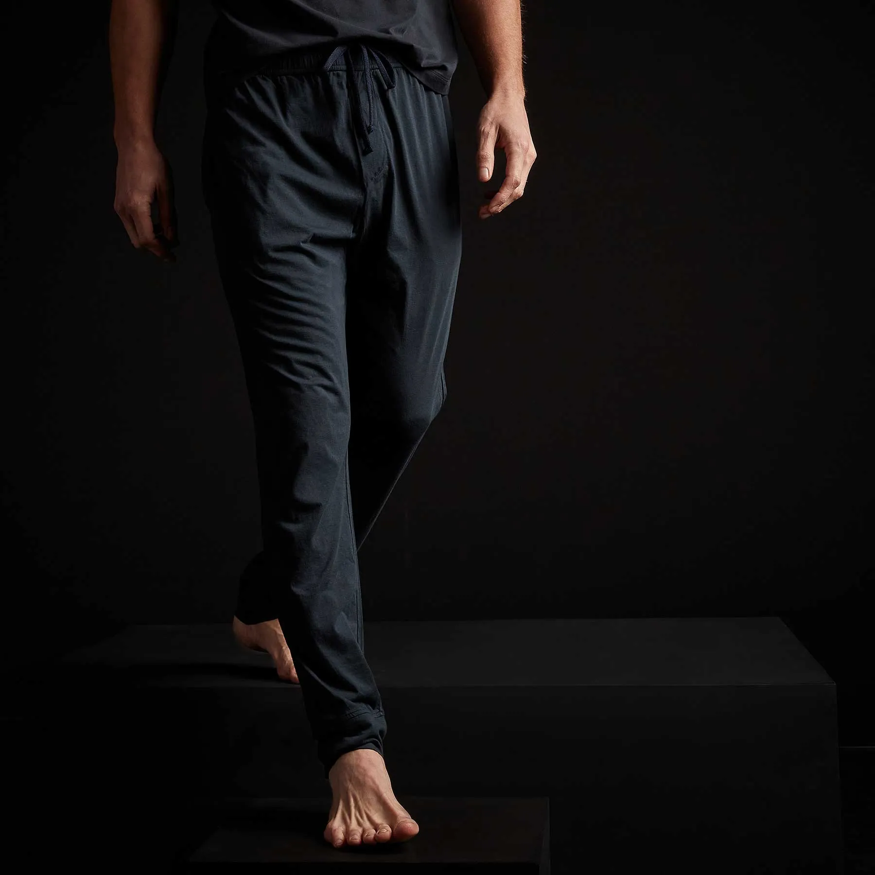 Luxe Lotus Jersey Tapered Lounge Pant - French Navy