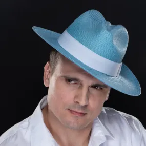 M1712-Baby blue panama straw hat for men