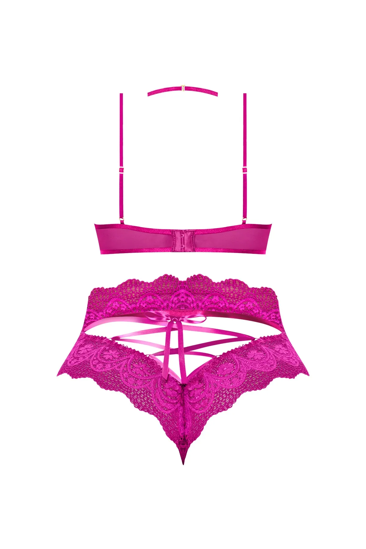 Magic Silk Berrylicious Halter & Lace Up Panty Set Raspberry